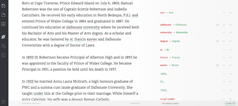 Grammarly suggested corrections